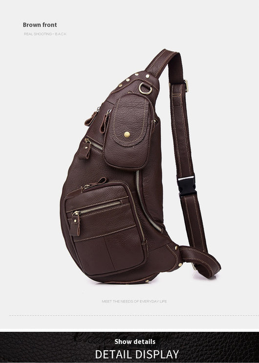 Bolsa Mensajero de Cuero Genuino Estilo Retro con Gran Capacidad para Hombre - Image 27