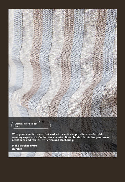 Suéter de Manga Corta con Jacquard Rayado y Costuras Decorativas para Hombre - Image 21