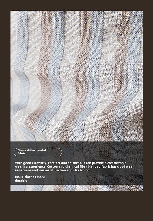 Suéter de Manga Corta con Jacquard Rayado y Costuras Decorativas para Hombre - Image 21