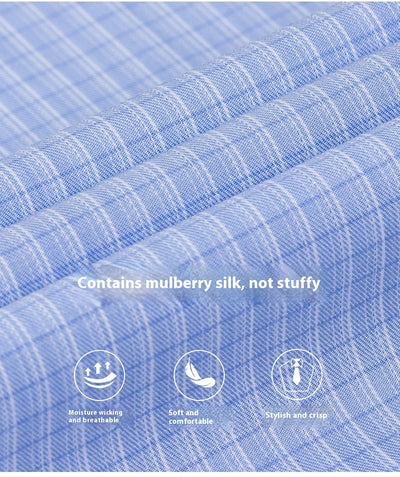 Camisa de Seda Rayas Manga Corta para Hombre - Estilo Verano - Image 18