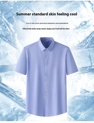 Camisa de Seda Rayas Manga Corta para Hombre - Estilo Verano - Image 20