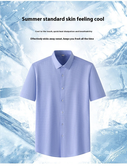 Camisa de Seda Rayas Manga Corta para Hombre - Estilo Verano - Image 20