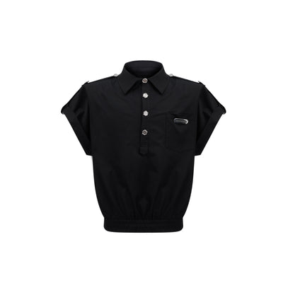 Playera Manga Corta con Diseño de Botones Cosidos - Image 18