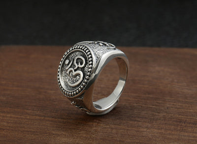 Anillo de Plata Esterlina S925 Vintage con Sánscrito Antiguo - Image 8