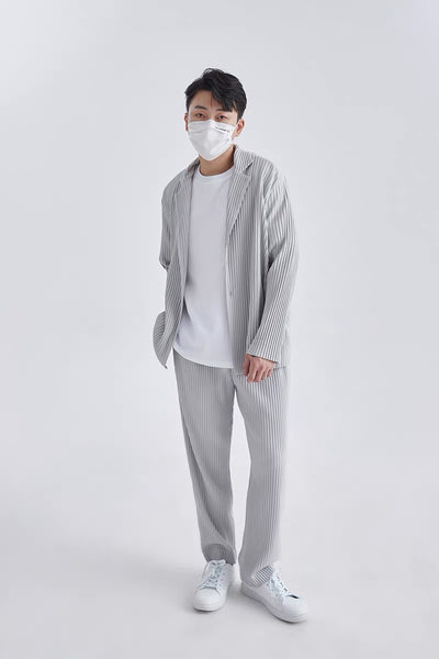 Blazer Plisado de Manga Larga para Hombre Sanzhai - Image 20