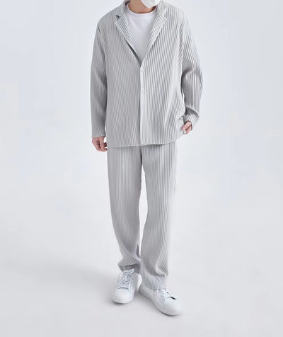 Blazer Plisado de Manga Larga para Hombre Sanzhai - Image 23