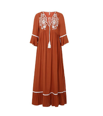 Vestido de Cuello V Bordado para Festividades - Image 16
