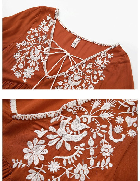 Vestido de Cuello V Bordado para Festividades - Image 17