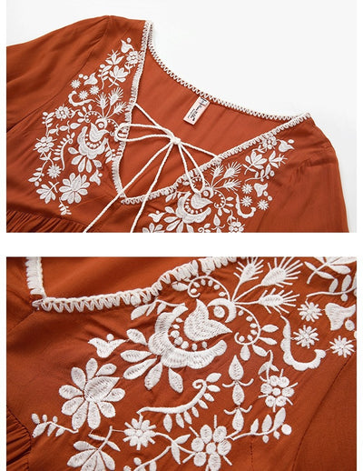 Vestido de Cuello V Bordado para Festividades - Image 19