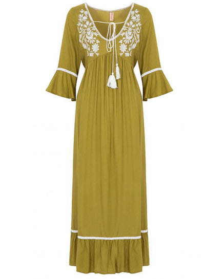 Vestido de Cuello V Bordado para Festividades - Image 28