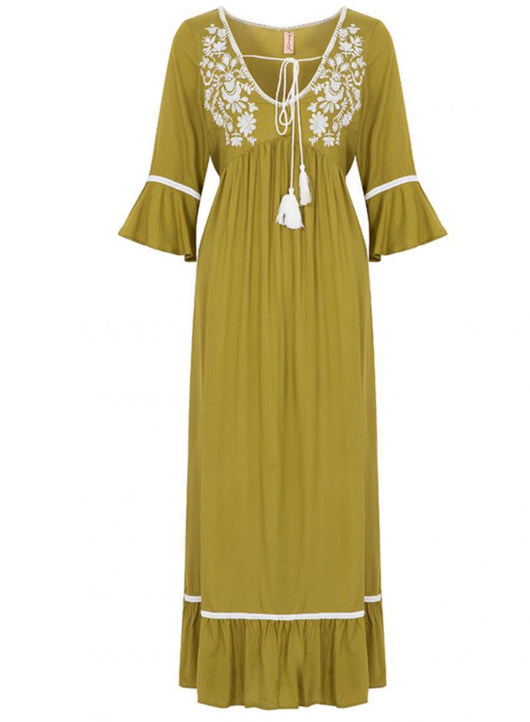 Vestido de Cuello V Bordado para Festividades - Image 28