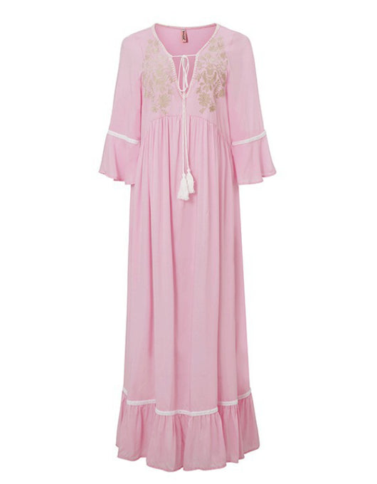 Vestido de Cuello V Bordado para Festividades - Image 29