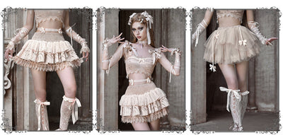 Manguitos Ajustables Estilo Rococo Ballet Francés con Correas - Image 15