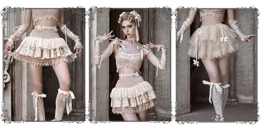 Manguitos Ajustables Estilo Rococo Ballet Francés con Correas - Image 15