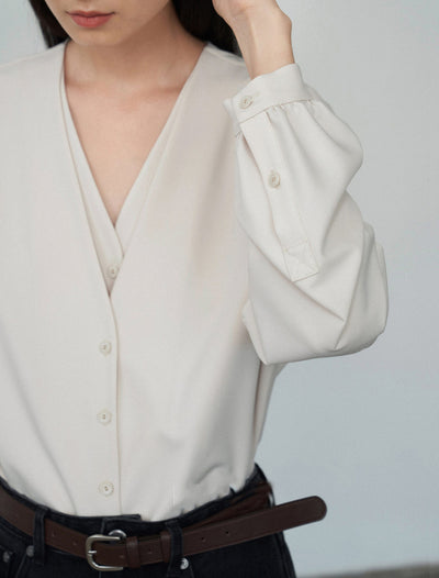 Blusa Elegante con Efecto Capas y Mangas Abullonadas - Image 24
