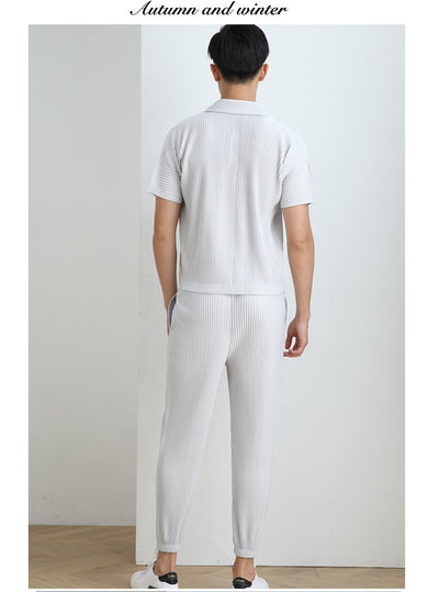 Polo Miyake Hombre Manga Corta - Diseño Plisado Tendencia Moda - Image 14