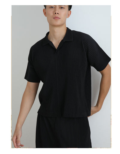Polo Miyake Hombre Manga Corta - Diseño Plisado Tendencia Moda - Image 20