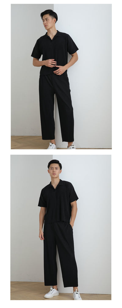 Polo Miyake Hombre Manga Corta - Diseño Plisado Tendencia Moda - Image 22