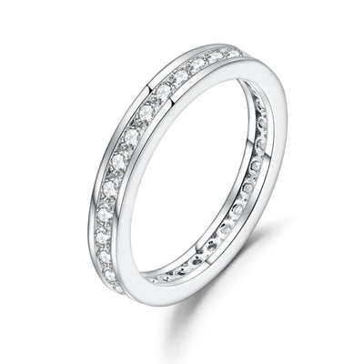 Anillo de Plata 925 con Baño de Oro Blanco y Moissanita en Línea Completa - Image 6