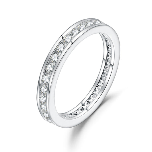 Anillo de Plata 925 con Baño de Oro Blanco y Moissanita en Línea Completa - Image 6