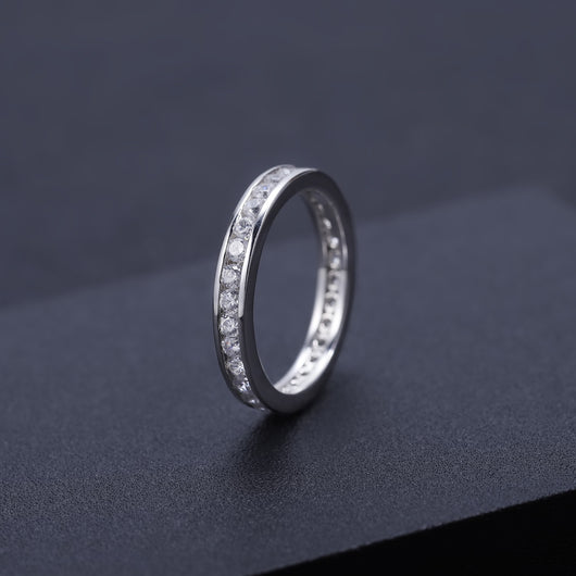Anillo de Plata 925 con Baño de Oro Blanco y Moissanita en Línea Completa - Image 8