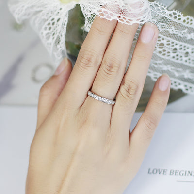Anillo de Plata 925 con Baño de Oro Blanco y Moissanita en Línea Completa - Image 14