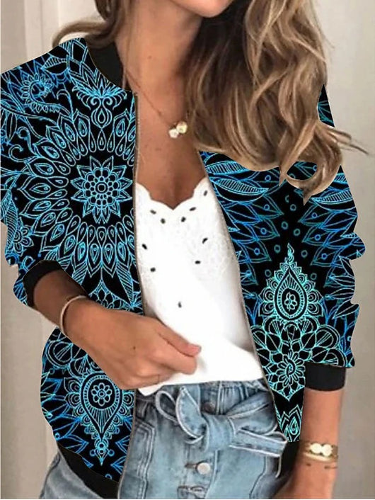 Abrigo Cardigan Estampado con Cuello Alto Suelto para Mujer - Image 12