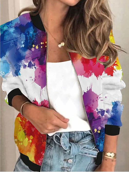 Abrigo Cardigan Estampado con Cuello Alto Suelto para Mujer - Image 13