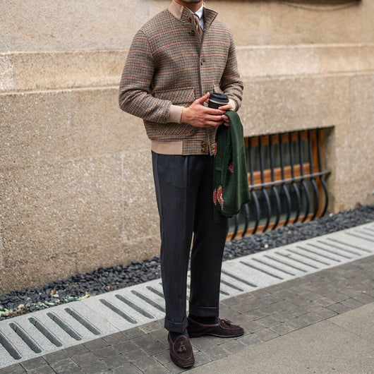 Chaqueta Bomber Tweed con Forro Polar Ajustada y Cuello de Pie - Image 8