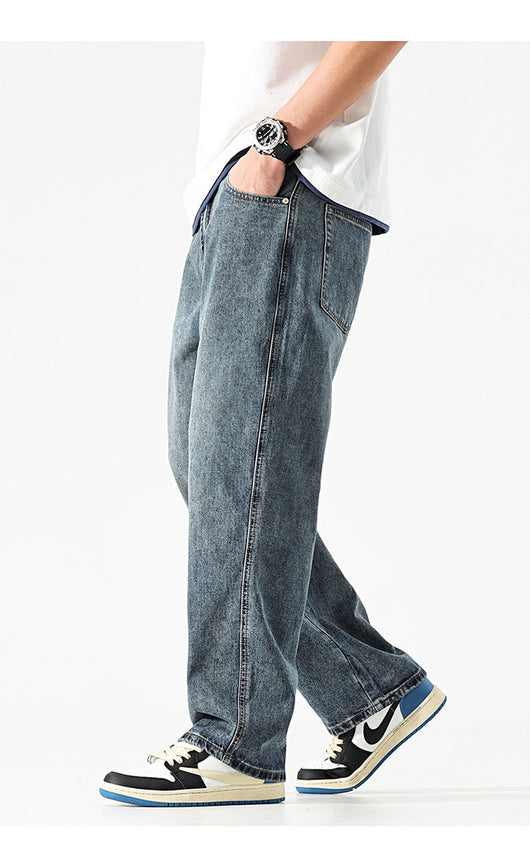 Pantalones Vaqueros Holgados de Color Sólido para Hombre - Image 19