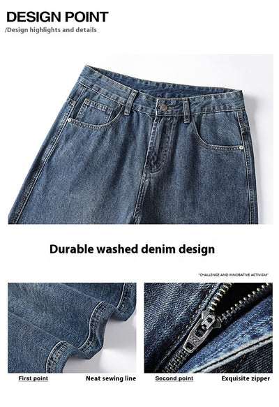 Pantalones Vaqueros Holgados de Color Sólido para Hombre - Image 22