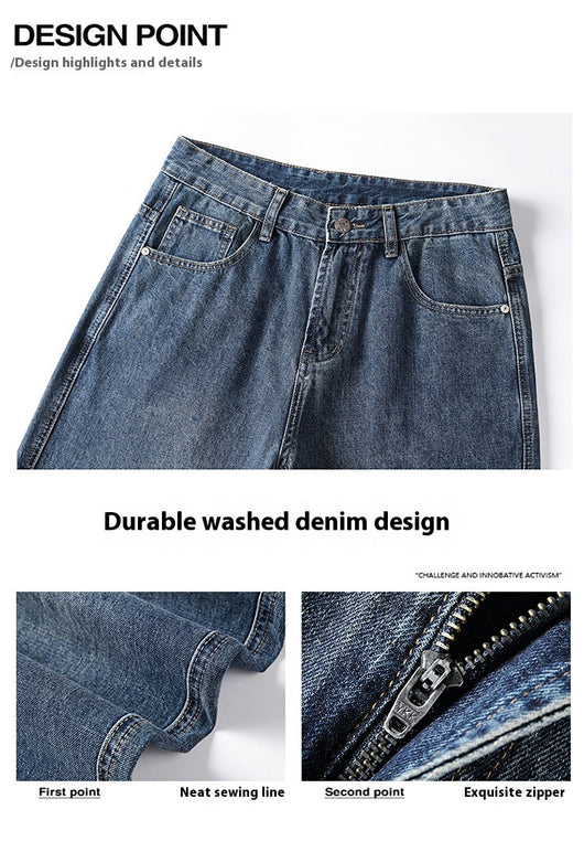 Pantalones Vaqueros Holgados de Color Sólido para Hombre - Image 22