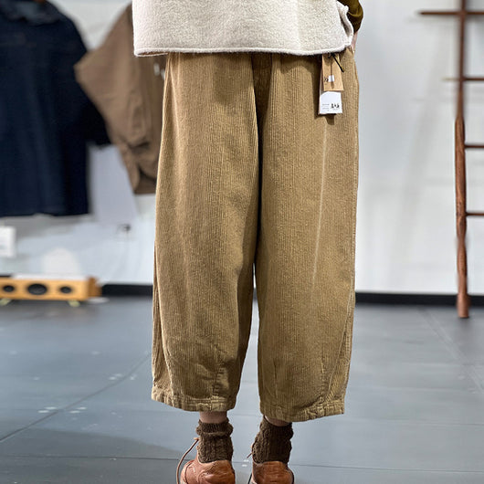 Pantalones Anchos de Pana con Cintura Elástica para Mujer - Image 12