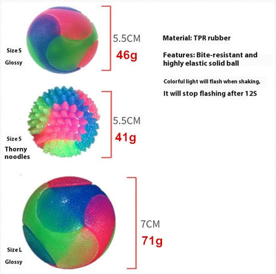 White 10cm TPR pet training ball with colorful luminous dots for small dogs. - Image 22