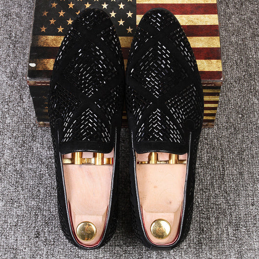 Zapatos de Cuero Negro con Punta Aguda y Lentejuelas para Hombre - Image 19