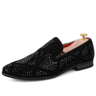 Zapatos de Cuero Negro con Punta Aguda y Lentejuelas para Hombre - Image 21