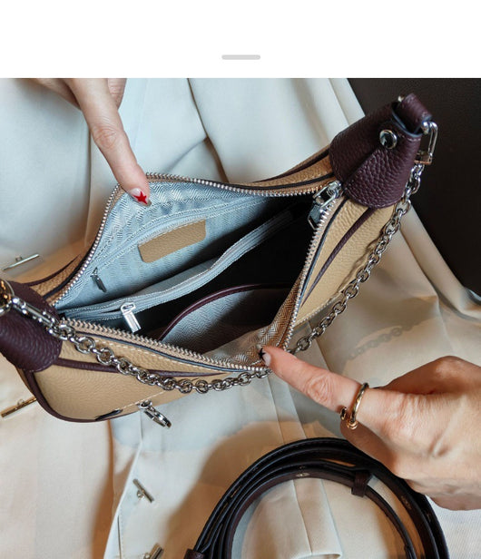 Bolso de Hombro para Mujer en Cuero Genuino con Cadena Dorada - Image 28