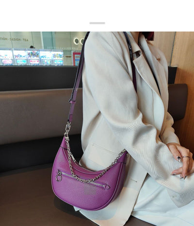 Bolso de Hombro para Mujer en Cuero Genuino con Cadena Dorada - Image 38