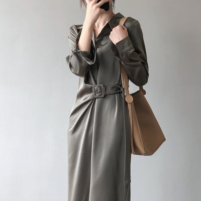 Vestido Camisero de Satén Estilo Coreano con Diseño Sofisticado - Image 17