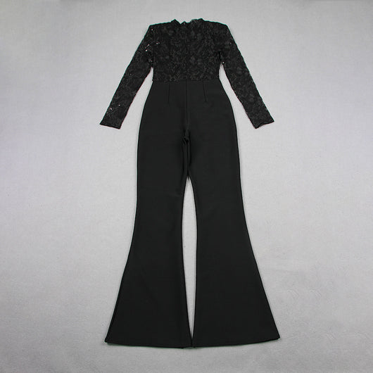 Jumpsuit de Encaje Transparente con Manga Larga para Eventos - Image 26