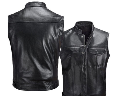 Chaleco de Cuero para Motociclista - Estilo Casual Tallas Grandes - Image 13