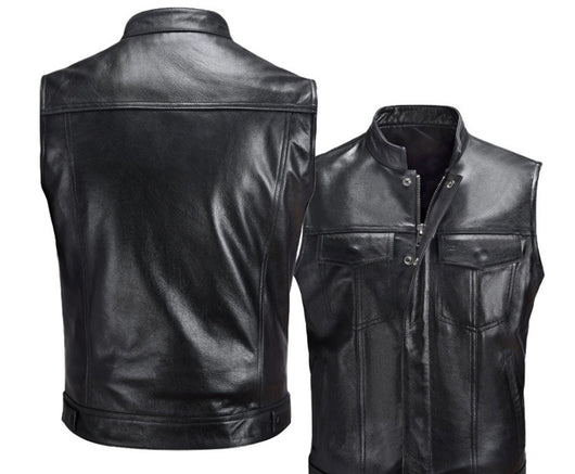 Chaleco de Cuero para Motociclista - Estilo Casual Tallas Grandes - Image 13