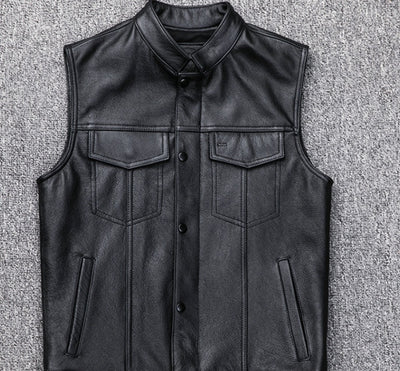 Chaleco de Cuero para Motociclista - Estilo Casual Tallas Grandes - Image 14
