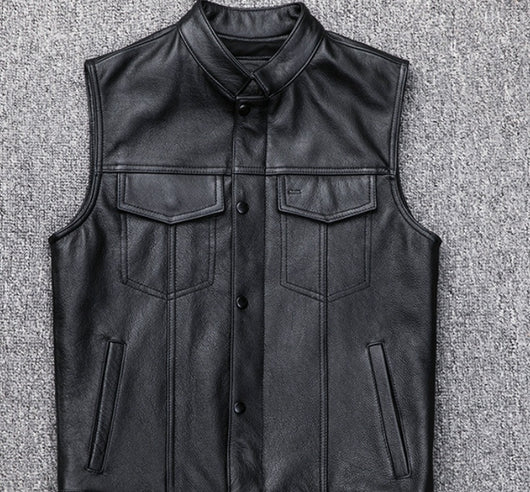 Chaleco de Cuero para Motociclista - Estilo Casual Tallas Grandes - Image 14