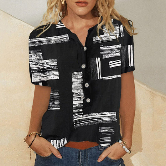 Camisa Suelta Estampada con Diseño Irregular - Image 18