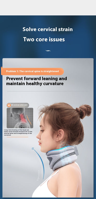 Pink bionic breathable neck guard for cervical vertebra care, designed to prevent bowing and neck leaning forward, shown with a grey storage bag. - Image 26
