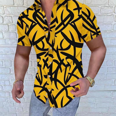 Camisa Casual de Manga Corta con Estampado Europeo Americana para Hombre - Image 16