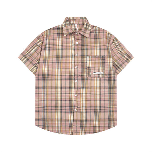 Camisa Suelta a Cuadros de Manga Corta para Hombre - Image 35