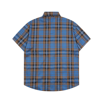 Camisa Suelta a Cuadros de Manga Corta para Hombre - Image 36