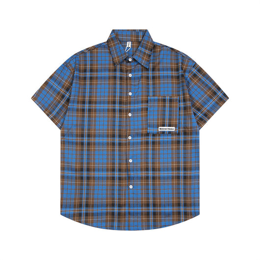 Camisa Suelta a Cuadros de Manga Corta para Hombre - Image 44